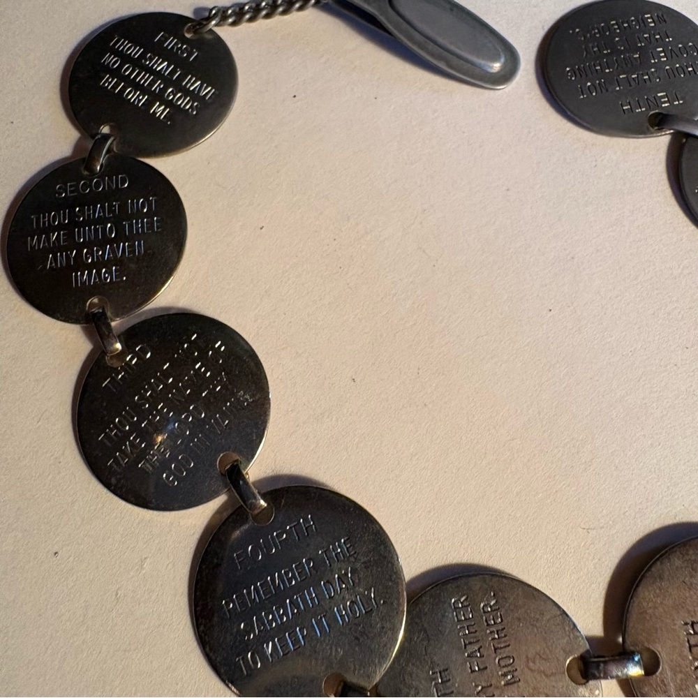 Ten Commandments Silver Disc Bracelet - image 3